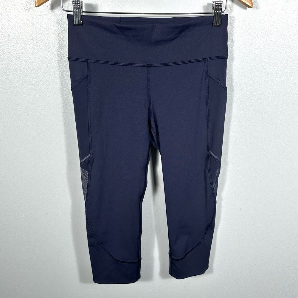Lululemon Home Stretch Crop 19” Leggings Size 6 Midnight Blue W6AL8S Workout Gym